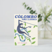 コロンボスリランカヴィンテージスタイル旅行ポスター ポストカード (スタンド正面)