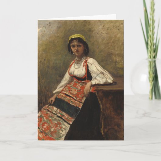 コローによる「イタリアの女性 (ラ・モリエリ)」 カード (正面)