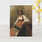 コローによる「イタリアの女性 (ラ・モリエリ)」 カード (黄色い花)