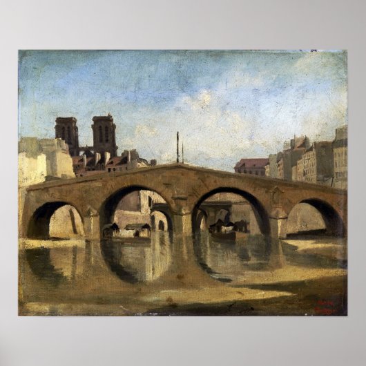 コロー – The Old Pont Saint-Michel 1823 ポスター (正面)