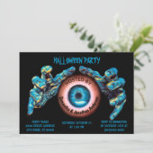 コワイ 邪悪 ブルー ウィッチ 手 オレンジ 目 ブラック 招待状 (スタンド正面)