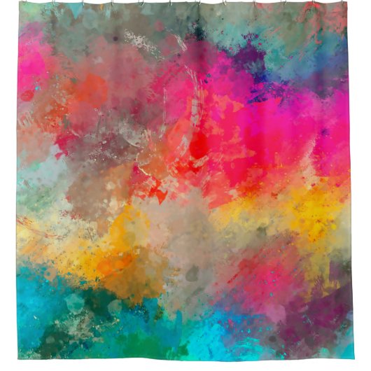 コンカラフル絵を描クリートに跳ね上げる シャワーカーテン (正面)