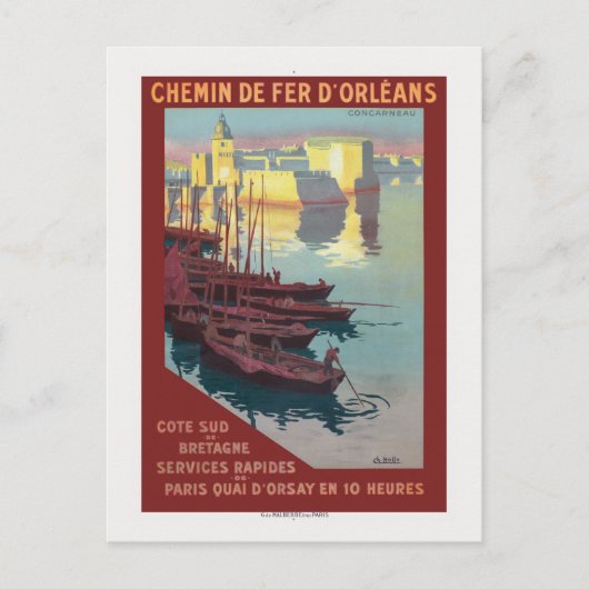 コンカルノー・フランスヴィンテージポスター1919 ポストカード (正面)