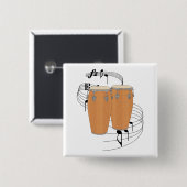 コンガのドラム 缶バッジ (正面&裏面)