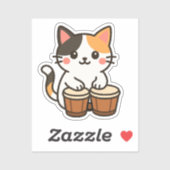 コンガ柄三毛猫のパーカッション・ビート シール (シート)