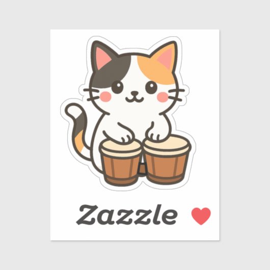 コンガ柄三毛猫のパーカッション・ビート シール (シート)