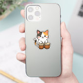 コンガ柄三毛猫のパーカッション・ビート シール (スマートフォン)