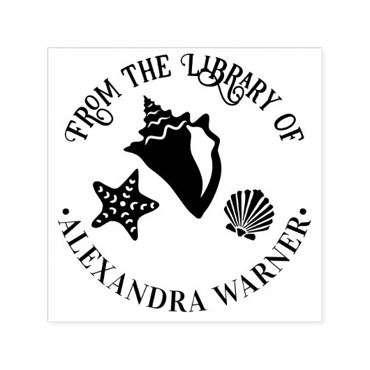 コンキスターフィッシュアコヤ貝殻ビーチライブラリーラウンド セルフインキングスタンプ (デザイン)