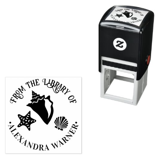 コンキスターフィッシュホタテ貝殻ビーチライブラリー丸 セルフインキングスタンプ (インサイチュ)