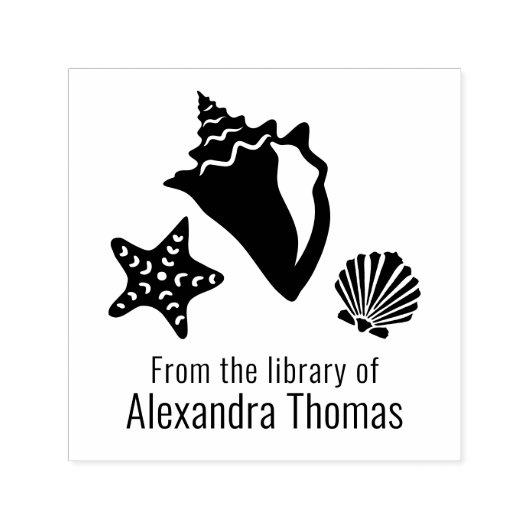 コンクスターフィッシュホタテガイ貝殻ビーチ図書館 セルフインキングスタンプ (デザイン)