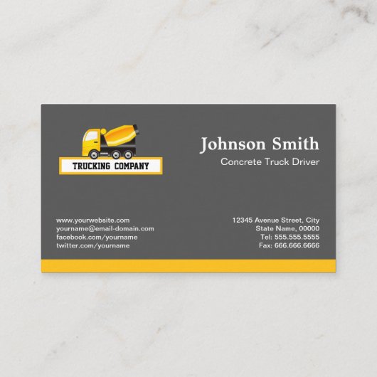 コンクリートとセメントミキサートラック – 建築 名刺 (裏面)