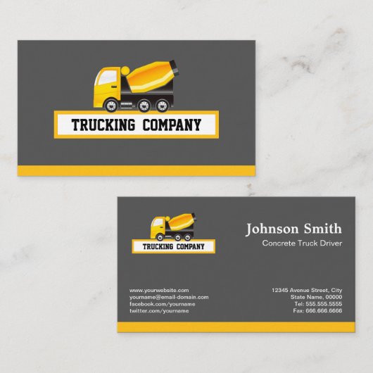 コンクリートとセメントミキサートラック – 建築 名刺 (正面/裏面)