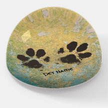 コンクリートにペットの足跡を色彩の鮮やか貼る