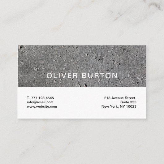 コンクリートのテクスチャを持つ名刺。 名刺 (裏面)