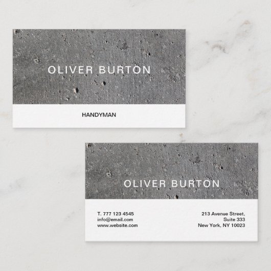 コンクリートのテクスチャを持つ名刺。 名刺 (正面/裏面)