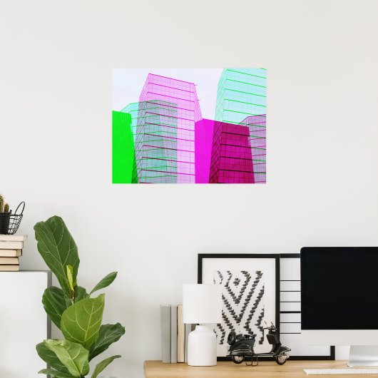 コンクリートジャングルの抽象的ビルディングアート ポスター (ホームオフィス)