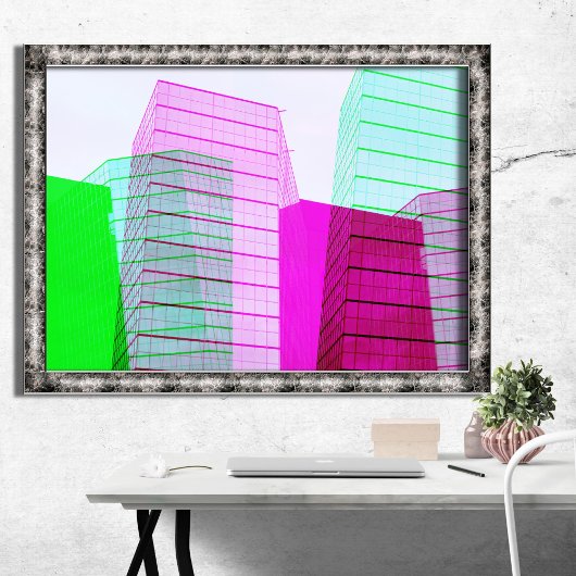 コンクリートジャングルの抽象的ビルディングアート ポスター