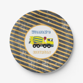 コンクリートセメントトラック建築トラック誕生日 ペーパープレート