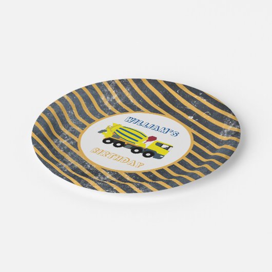 コンクリートセメントトラック建築トラック誕生日 ペーパープレート (アングル)