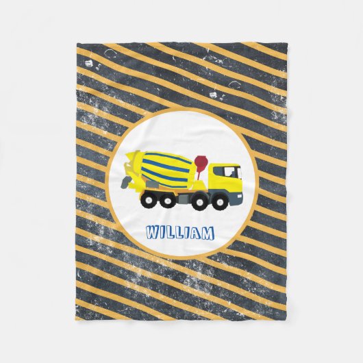 コンクリートセメントトラック建築トラック フリースブランケット (正面)