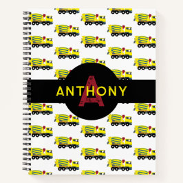 コンクリートセメントトラック建設子供モノグラム ノートブック