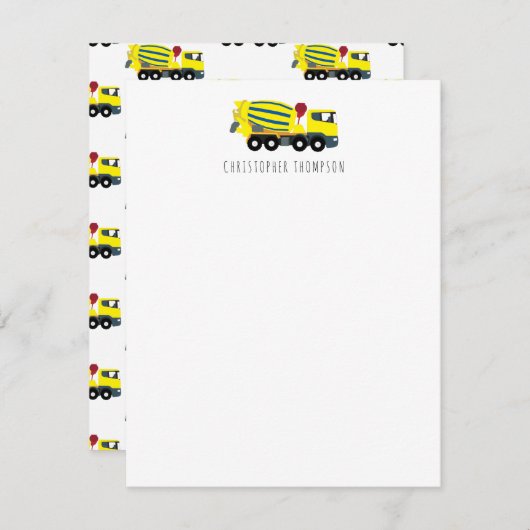コンクリートセメントトラック建設子供子供用 ノートカード (正面/裏面)
