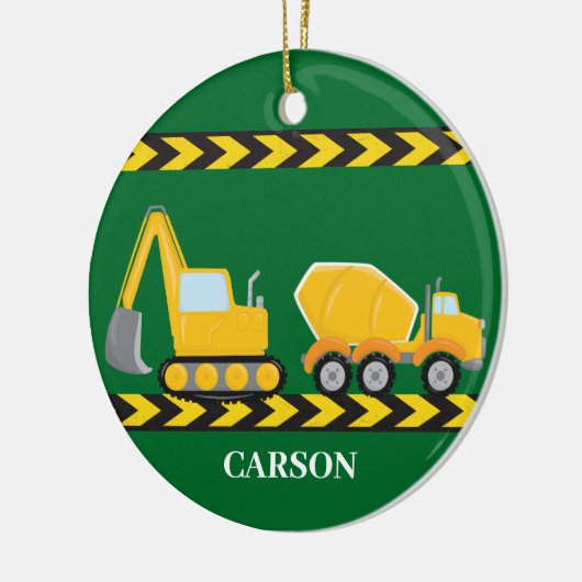 コンクリートセメントミキサカスタムー少年トラッククリスマス セラミックオーナメント (左)