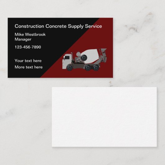 コンクリートセメントミキサー建築名刺 名刺 (正面/裏面)