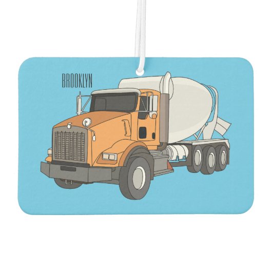 コンクリートセメント混合トラック漫画イラストレーション カーエアーフレッシュナー (裏面)