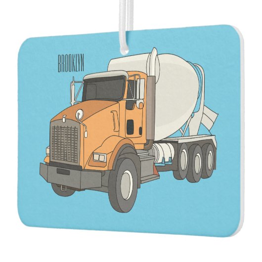 コンクリートセメント混合トラック漫画イラストレーション カーエアーフレッシュナー (左)