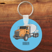 コンクリートセメント混合トラック漫画イラストレーション キーホルダー (正面)