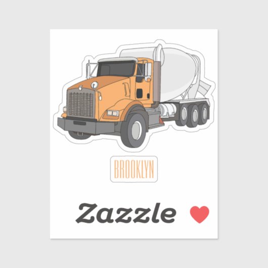 コンクリートセメント混合トラック漫画イラストレーション シール (シート)