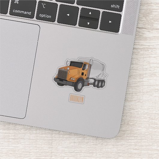 コンクリートセメント混合トラック漫画イラストレーション シール (詳細)