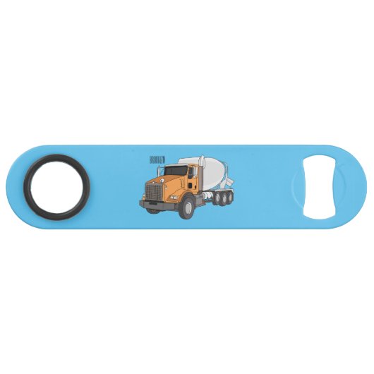 コンクリートセメント混合トラック漫画イラストレーション スピード栓抜き (正面(横))