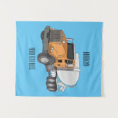 コンクリートセメント混合トラック漫画イラストレーション タペストリー (正面(横))