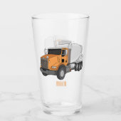 コンクリートセメント混合トラック漫画イラストレーション タンブラーグラス (正面)