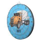 コンクリートセメント混合トラック漫画イラストレーション ダーツボード (正面右)