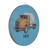 コンクリートセメント混合トラック漫画イラストレーション ダーツボード (正面左)