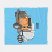 コンクリートセメント混合トラック漫画イラストレーション フリースブランケット (正面(横))