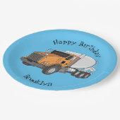 コンクリートセメント混合トラック漫画イラストレーション ペーパープレート (アングル)