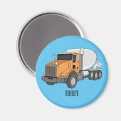 コンクリートセメント混合トラック漫画イラストレーション マグネット (正面/裏面)