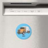 コンクリートセメント混合トラック漫画イラストレーション マグネット (インサイチュ (食洗機))