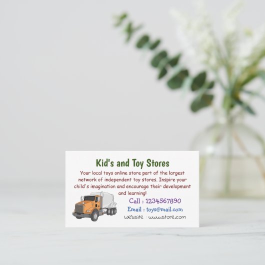 コンクリートセメント混合トラック漫画イラストレーション 名刺 (スタンド正面)