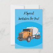 コンクリートセメント混合トラック漫画イラストレーション 招待状 (裏面)