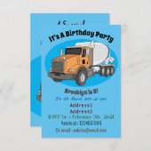 コンクリートセメント混合トラック漫画イラストレーション 招待状 (正面/裏面)
