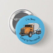 コンクリートセメント混合トラック漫画イラストレーション 缶バッジ (正面&裏面)