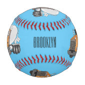 コンクリートセメント混合トラック漫画イラストレーション 野球ボール (裏面)