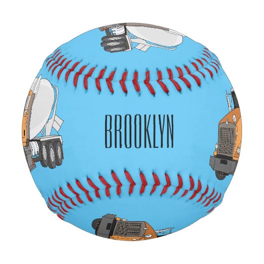 コンクリートセメント混合トラック漫画イラストレーション 野球ボール (裏面)