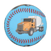 コンクリートセメント混合トラック漫画イラストレーション 野球ボール (正面左)