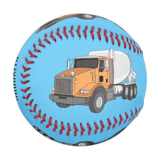 コンクリートセメント混合トラック漫画イラストレーション 野球ボール (正面左)